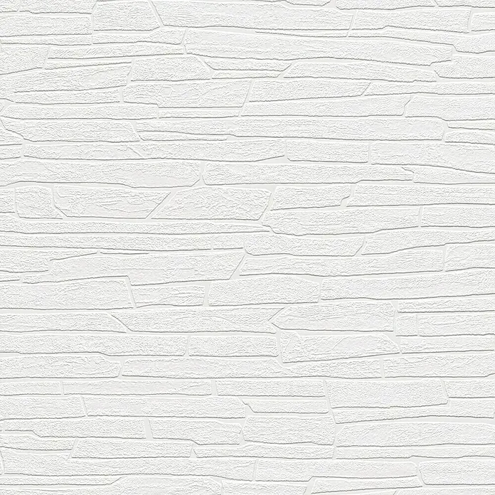 Rasch Wallton Vliestapete Mauersteine IIWeiß, Steinoptik, 10,05 x 0,53 m - Ein weißes, strukturiertes Paneel, das eine Steinmauer imitiert, ideal für moderne Innenräume mit rustikalem Touch.