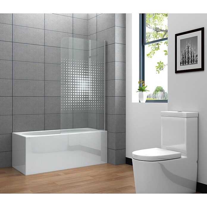 Corniche Mampara para bañera Cube (1 pieza, 80 x 140 cm, Blanco)