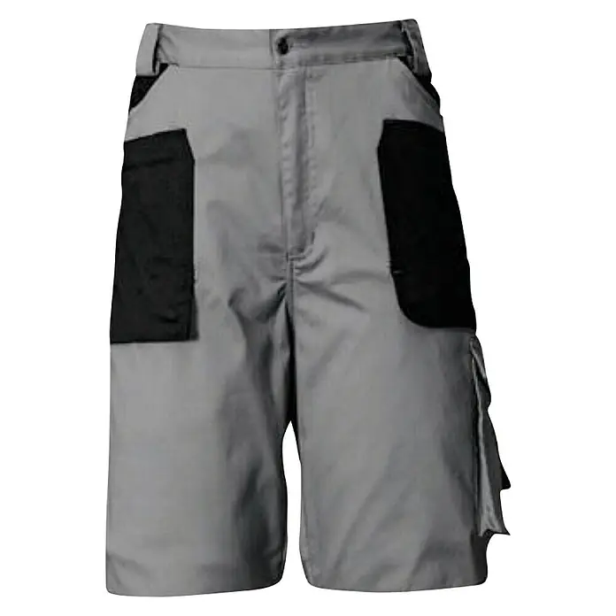 Industrial Starter Pantalones cortos de trabajo para hombre Stretch - S, Gris/Negro - Pantalones cortos cargo grises con bolsillos de parche negros. Pantalones cortos cómodos y prácticos para el día a día.