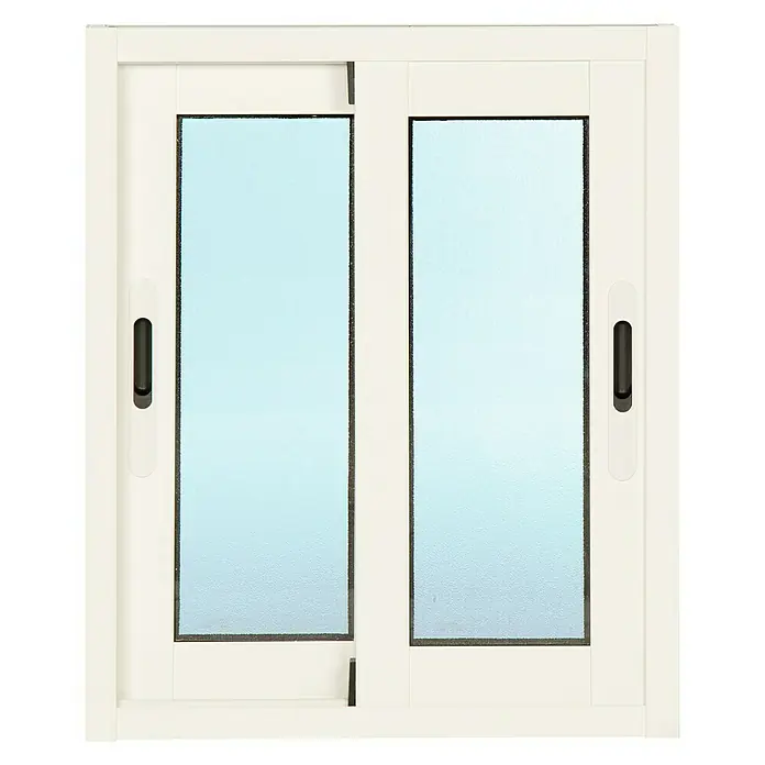 Solid Elements Ventana de aluminio corredera - 60 x 50 cm, Blanco - Primer plano de una ventana corredera blanca con dos cristales, que combina diseño elegante y funcionalidad para una vida moderna.