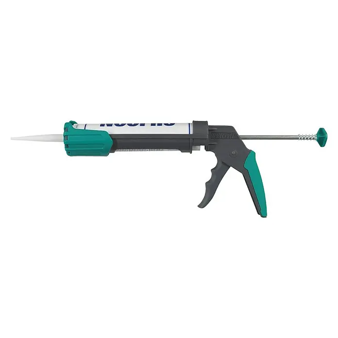 Wolfcraft Pistola de silicona MG 200 - Apto para: Silicona y cartuchos - Imagen de una pistola de calafateo con cartucho de silicona, herramienta para la aplicación precisa de selladores.