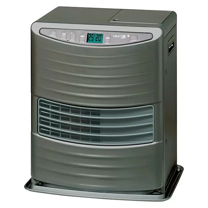 Toyotomi Estufa de parafina LC-130 - 0,8 kW - 3 kW, Volumen del depósito: 5,4 l, Gris - Calefactor portátil Zibro gris con pantalla digital y rejilla de aire frontal.
