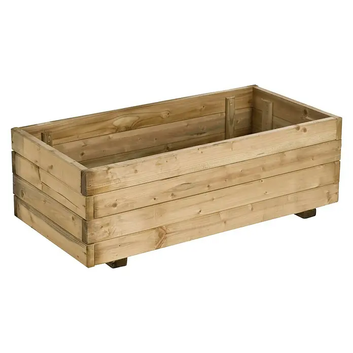 Cerland Macetero para plantas Rústica - Dimensiones externas (L x An x Al): 80 x 40 x 27 cm, Madera, Natural - Jardinera de madera, ideal para jardinería. Construcción robusta, perfecta para plantas y flores.