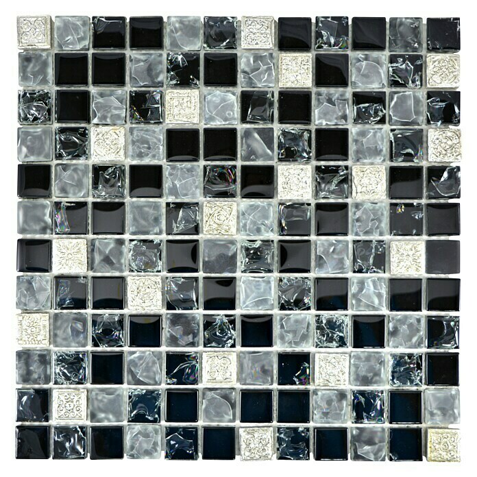 Mosaikfliese Quadrat Crystal Mix XIC 1928 (30 x 30 cm, Grau/Schwarz, Matt)