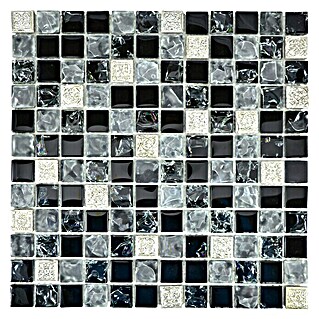 Mozaïektegel Quadrat Crystal Mix XIC 1928 (30 x 30 cm, Grijs/Zwart, Mat)