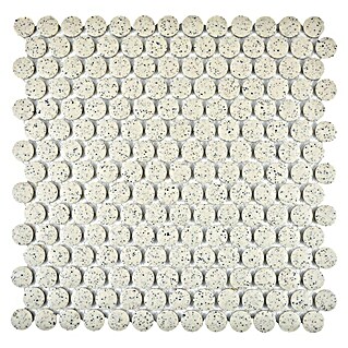 Mosaikfliese Knopf Uni CU K208 (31 x 31,5 cm, Cremeweiß, Matt)