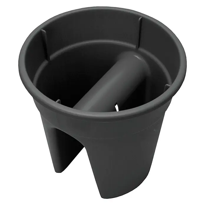 KHW Geländertopf Flowerclip - Außenmaß (Ø x H): 27 x 27,5 cm, Kunststoff, Anthrazit - Das graue Geländer Topfpflanze bietet eine sichere und stilvolle Möglichkeit, Pflanzen an Geländern zu befestigen, mit einem praktischen Innenzylinder.