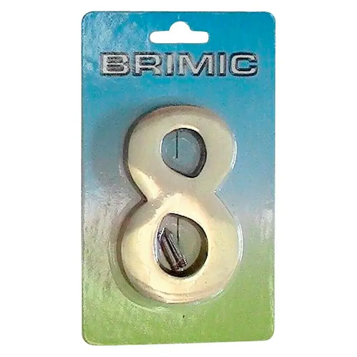 Micel Brimic Número 10 cm - 8, Oro - Número de casa BRIMIC 8 con aspecto dorado en un paquete azul verdoso. Perfecto para marcar tu número de casa.