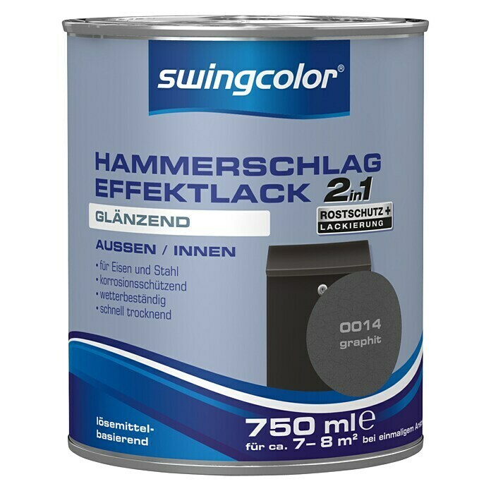 swingcolor Hammerschlag-Effektlack (Graphit, 750 ml, Glänzend, Lösemittelbasiert)