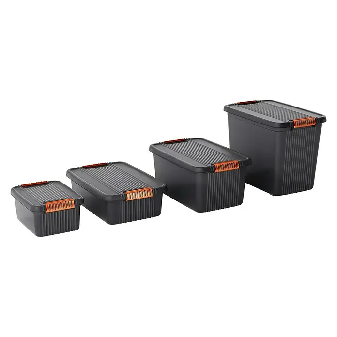 KIS Aufbewahrungsbox K LATCH - L x B x H: 59 x 39 x 18 cm, Grau - Die schwarzen Aufbewahrungsboxen im Set, ideal für die Organisation von Gegenständen.