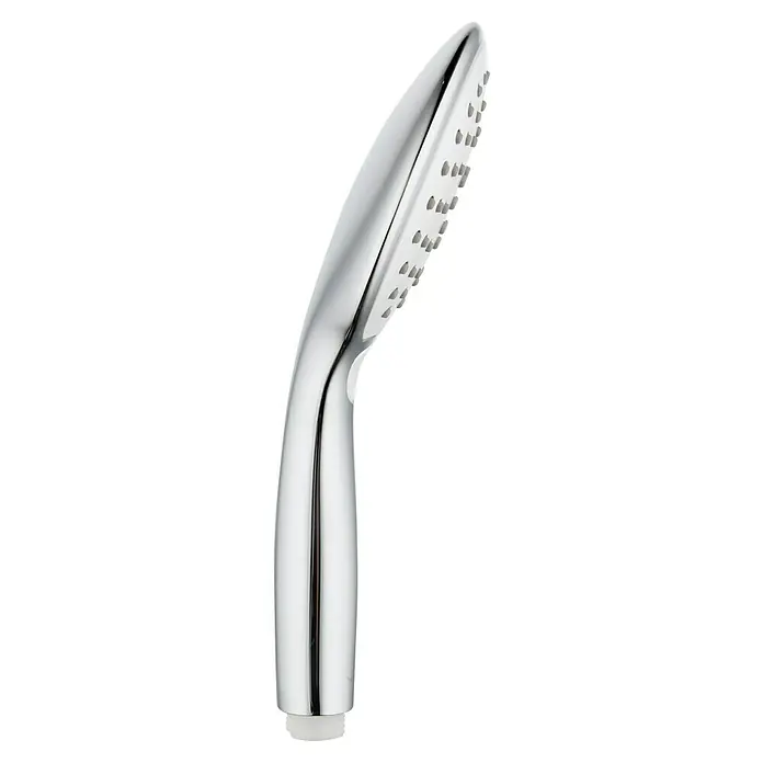 Camargue Handbrause Babsko - Anzahl Funktionen: 3 Stk., Chrom-Grau - Nahaufnahme eines verchromten Handbrausekopfs mit mehreren Düsen vor einem weißen Hintergrund.