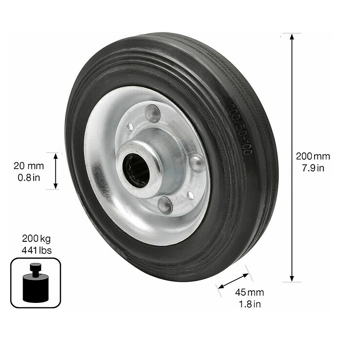 Wagner System Transportgeräterolle (Durchmesser Rollen: 200 mm, Traglast: 200 kg) | BAUHAUS