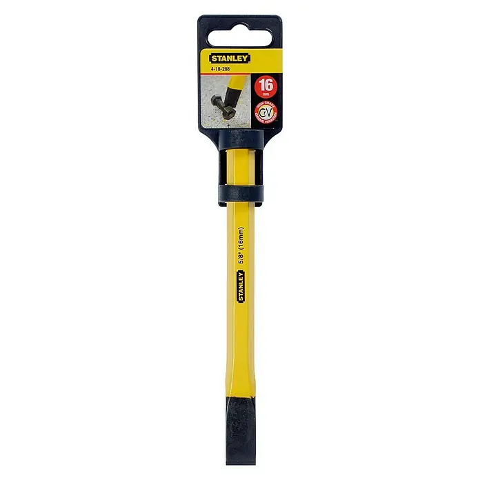 Stanley Cincel plano - An x L: 16 x 170 mm, Acero - Cincel Stanley 4-18-288 de 16 mm con mango amarillo y punta negra, ideal para trabajos de precisión y proyectos de bricolaje.