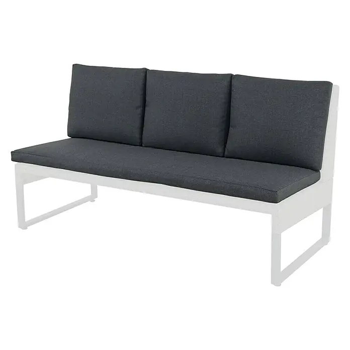 Sunfun Ersatzkissen Mirca - Passend für: Sunfun Mirca Loungesofa 3-Sitzer - Moderne Gartenbank mit weißem Gestell und grauen Polstern. Diese stilvolle Bank bietet bequemen Platz für entspannte Stunden im Freien.