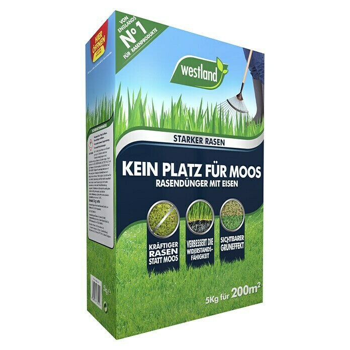 Westland Bio-Rasendünger Kein Platz für Moos (Inhalt: 5 kg, Inhalt ausreichend für ca.: 200 m²)