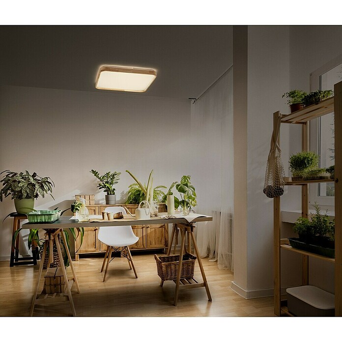 Osram Plafón LED Alicia (24 W, L x An x Al: 39,5 x 39,5 x 6 cm, Marrón, Blanco cálido) | BAUHAUS