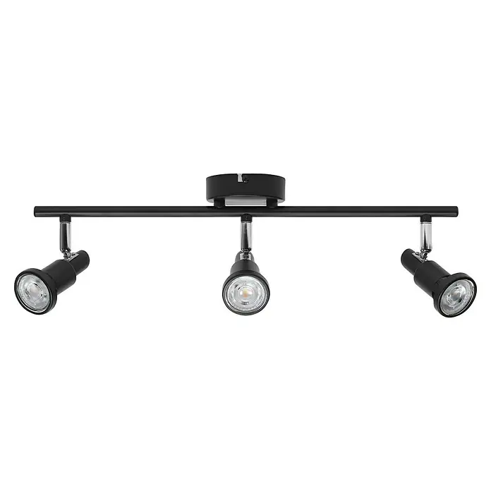 Ledvance Deckenstrahler Spot - 10,2 W, L x B x H: 48,6 x 9 x 15,5 cm, Schwarz, GU10, 3 Stk. - Deckenleuchte mit drei Strahlern, modernes Design in Schwarz und Chrom, ideal für stilvolle Beleuchtungslösungen im Innenbereich.