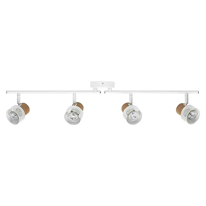 Osram Wandstrahler Spot Cork - 13,6 W, L x B x H: 81,3 x 10 x 14,5 cm, Weiß, GU10, 4 Stk. - Weiße Deckenleuchte mit vier Strahlern und einem auffälligen Design, ideal für moderne Wohnräume.