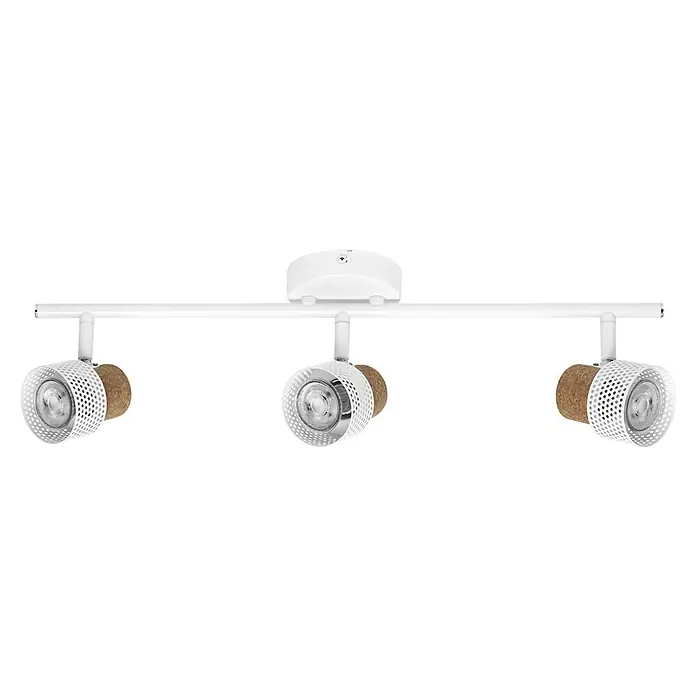 Osram Wandstrahler Spot Cork - 10,2 W, L x B x H: 57,7 x 10 x 13,6 cm, Weiß, GU10, 3 Stk. - Weißer Deckenstrahler mit drei Lampen mit Lampenschirmen aus geflochtenem Korb für eine moderne und elegante Beleuchtung.