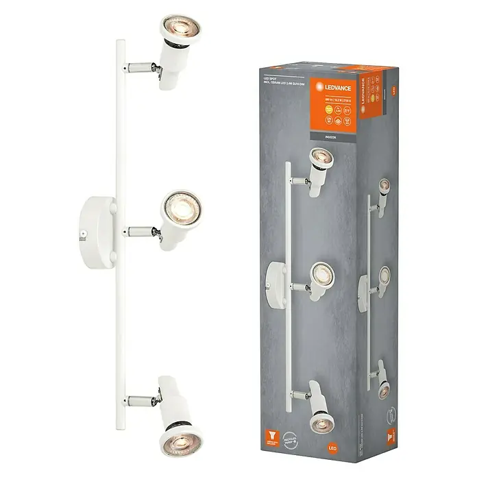 Ledvance Deckenstrahler Spot - 10,2 W, L x B x H: 48,6 x 9 x 15,5 cm, Weiß, GU10, 3 Stk. - LEDVANCE LED-Spot mit drei Leuchten im weißen Design, ideal für die Innenraumbeleuchtung, inklusive Verpackung.
