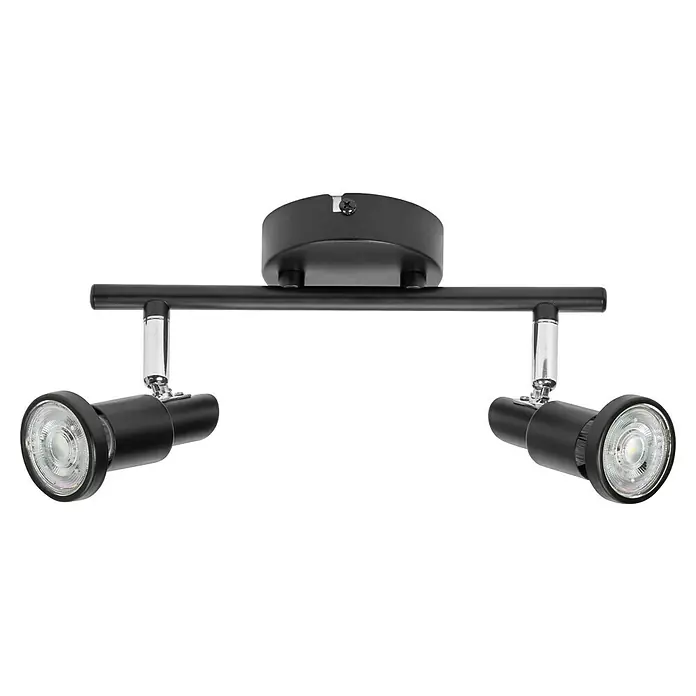 Ledvance Deckenstrahler Spot - 6,8 W, L x B x H: 25,6 x 9 x 15,5 cm, Schwarz, GU10, 2 Stk. - Deckenleuchte mit zwei Strahlern in Schwarz und Chrom. Das Lichtdesign ist modern und funktional und sorgt für gezielte Beleuchtung.