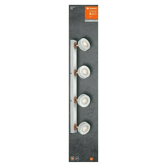 Ledvance LED-Wand- & Deckenstrahler Spot Pluto - 19,2 W, L x B x H: 69,8 x 9 x 10,8 cm, Weiß, Warmweiß, 4 Stk. - LEDVANCE Dekor-Spot Pluto 4-Spot in Weiß und Kupfer, eine stilvolle und moderne Beleuchtung für Innenräume.