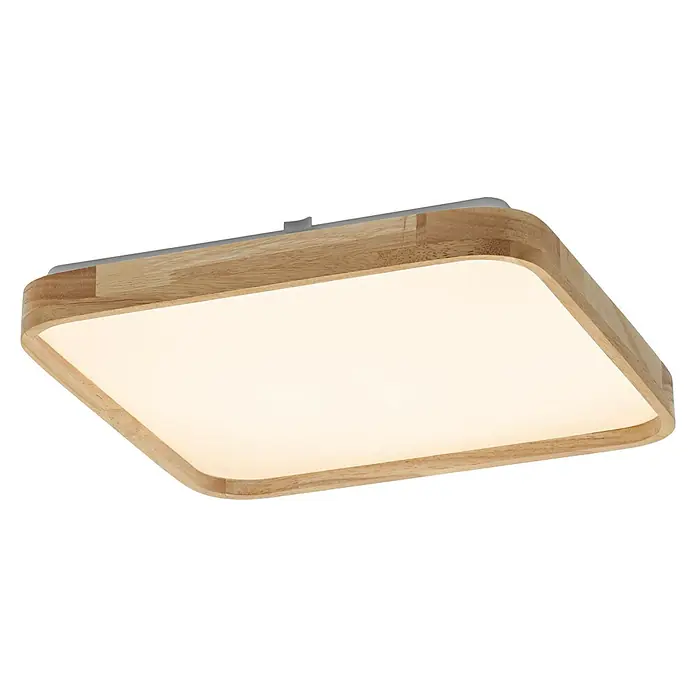 Osram LED-Deckenleuchte Alicia - 24 W, L x B x H: 39,5 x 39,5 x 6 cm, Holzdekor, Warmweiß - Quadratische Deckenleuchte mit Holzrahmen und hellem, diffusem Licht, ideal für moderne Innenräume.