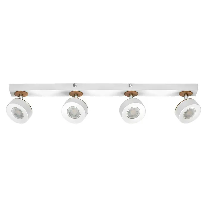 Ledvance LED-Wand- & Deckenstrahler Spot Pluto - 19,2 W, L x B x H: 69,8 x 9 x 10,8 cm, Weiß, Warmweiß, 4 Stk. - Die LED-Deckenleuchte mit vier Strahlern in Weiß und Holzoptik bietet eine moderne und stilvolle Beleuchtung für jeden Raum.