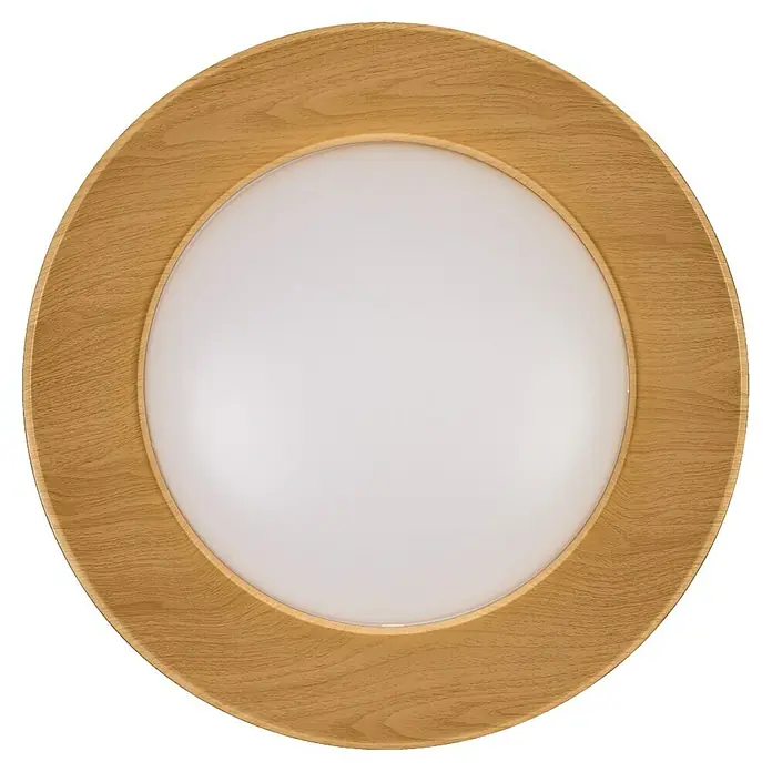 Osram LED-Deckenleuchte rund Alva - Ø x H: 50,5 x 14 cm, Weiß, Holzdekor, Warmweiß - Elegante Deckenleuchte mit Holzrahmen und weißem Diffusor für ein warmes, einladendes Licht in jedem Raum.