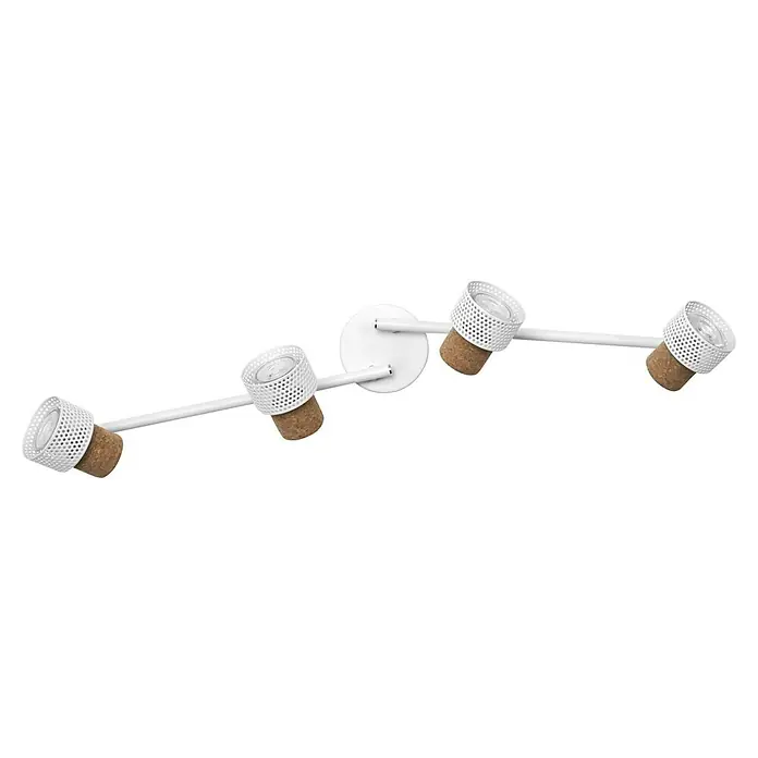 Osram Wandstrahler Spot Cork - 13,6 W, L x B x H: 81,3 x 10 x 14,5 cm, Weiß, GU10, 4 Stk. - Weiße Deckenleuchte mit vier Strahlern und einem Korpus aus Kork, die ein warmes und einladendes Licht erzeugt. Perfekt für Wohn- oder Schlafzimmer.
