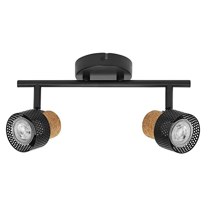 Ledvance Wandstrahler Spot Cork - 6,8 W, L x B x H: 33,8 x 10 x 13,6 cm, Schwarz, GU10, 2 Stk. - Moderne schwarze Doppelflammen-Deckenleuchte mit dekorativen Elementen, die eine stilvolle Beleuchtungslösung für jeden Raum bietet.