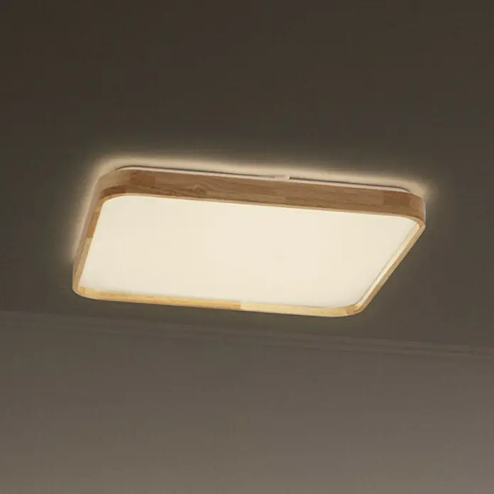 Osram LED-Deckenleuchte Alicia - 24 W, L x B x H: 39,5 x 39,5 x 6 cm, Holzdekor, Warmweiß - Quadratische Deckenleuchte mit Holzrahmen und weichem, warmem Licht. Ideal für Wohnzimmer oder Schlafzimmer.