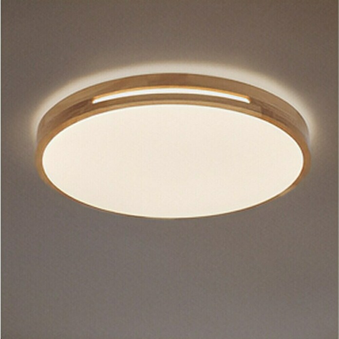 Lindby Smart LED-Deckenleuchte Innes Holz 39cm RGB CCT Tuya