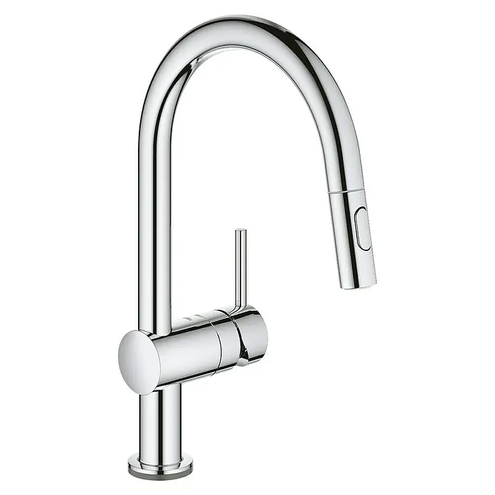 Grohe Spültischarmatur Minta Touch 2 - Chrom, Glänzend - Ein schickes, verchromtes Armatur mit hohem Auslauf und Hebelgriff. Perfekt für jede moderne Küche, bietet die Armatur Funktionalität und Stil.