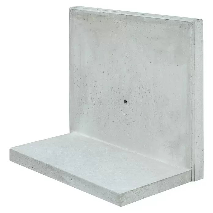 Diephaus L-Stein - 40 cm, 100 cm, Stärke: 5 cm, Grau - Graues L-förmiges Betonfertigteil als Stützwandelement.