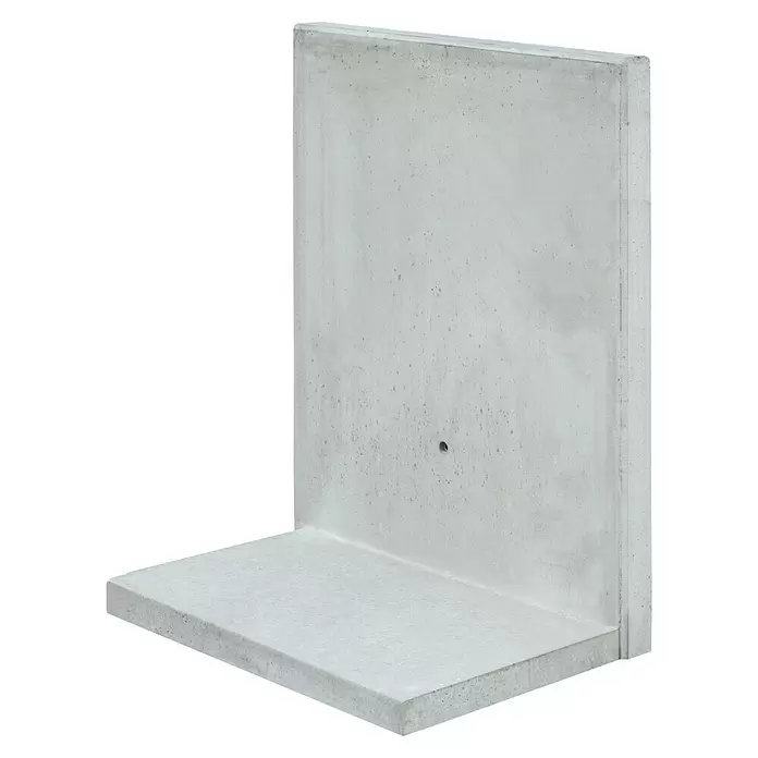 Diephaus L-Stein - 100 cm, 100 cm, Stärke: 5 cm, Grau - L-förmiges hellgraues Betonelement, ein vorgefertigtes Eckstück für den Bau.