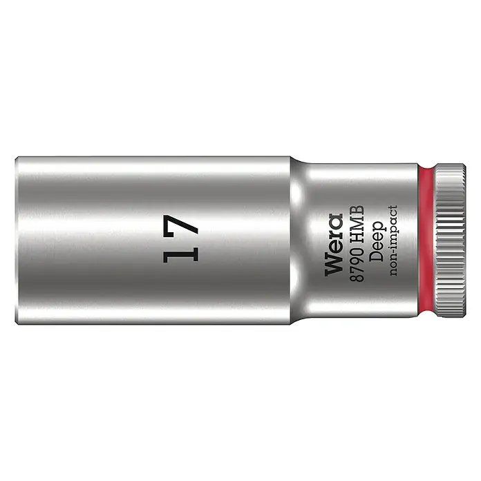 Wera Steckschlüsseleinsatz 8790 HMB - Schlüsselweite: 17 mm, Antriebsgröße: ⅜″ - Wera 8790 HMB Deep Steckschlüssel, Grösse 17, für Hand- oder Maschinenschraubarbeiten, ideal für tiefliegende Schrauben.