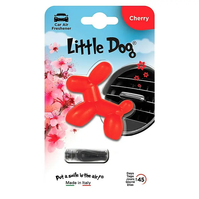 Ambientador de coche Little Dog - Cherry, Rojo - Ambientador de coche de cereza Little Dog con forma de perro globo rojo.