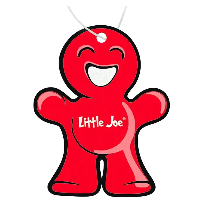 Ambientador de coche Little Joe - Cherry, Rojo, 8 sem. - Ambientador Little Joe rojo con contorno negro y detalles blancos, que muestra una cara alegre y el nombre de la marca.