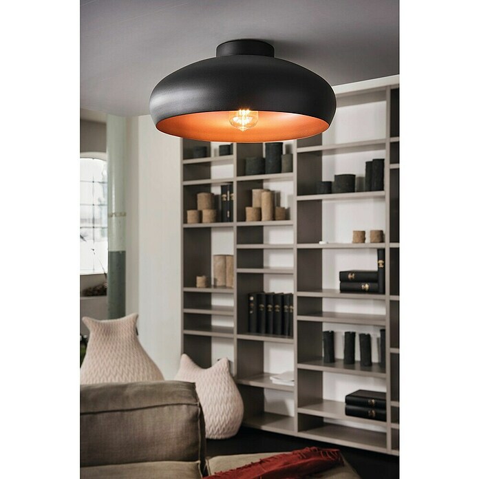 Eglo Plafondlamp Mogano (l x b x h: 40 x 40 x 17 cm, Zwart, Koper, E27) | BAUHAUS