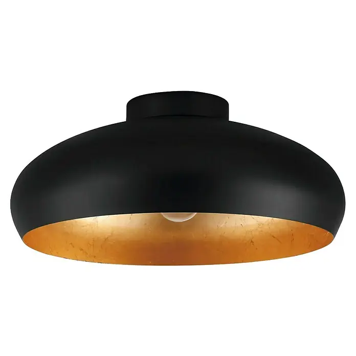 Eglo Deckenleuchte Mogano - L x B x H: 40 x 40 x 17 cm, E27 - Elegante Hängeleuchte mit schwarzer Außenseite und goldfarbener Innenseite, die ein warmes Licht erzeugt. Perfekt für stilvolle Interieurs.