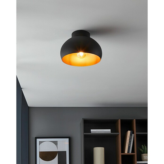 Eglo Plafondlamp Mogano 2 (l x b x h: 28 x 28 x 17,5 cm, Zwart, Koper, E27) | BAUHAUS