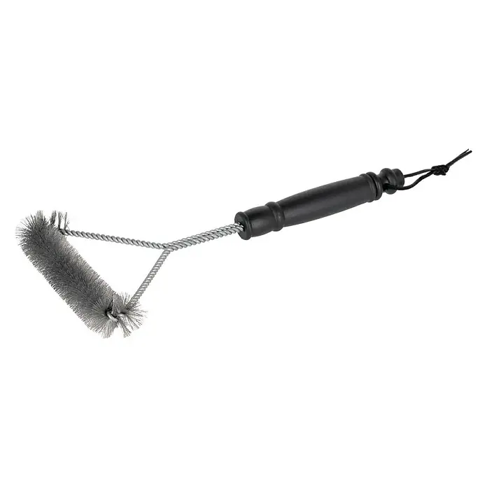 Kingstone Grillbürste - Länge: 30 cm - Das Bild zeigt eine Grillbürste mit Drahtborsten und einem schwarzen Griff zum Reinigen von Grillrosten.