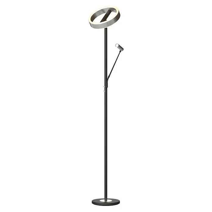 Tween Light LED-Stehleuchte Orlando - Höhe: 180 cm, Sandschwarz, Chrom, Warmweiß - Stehleuchte mit zwei Leuchten, die modernes Design und Funktionalität vereint. Ideal für Wohnzimmer oder Büros.