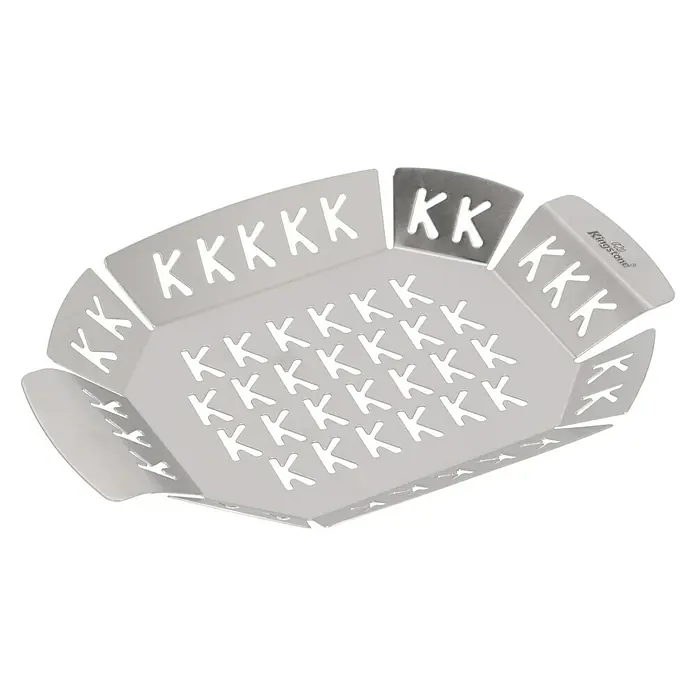 Kingstone Grillkorb - L x B: 27 x 18 cm, Höhe: 2,7 cm - Metallkorb mit K-förmigen Ausschnitten und dem Schriftzug "Kingstone". Ideal für Grillpartys und zum Servieren von Speisen im Freien.