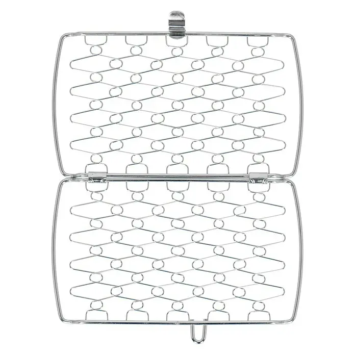 Kingstone Fisch- & Gemüsehalter - L x B: 28 x 16 cm - Offene Grillzange aus Metall mit Rautenmuster. Ideal zum Grillen von Gemüse und kleineren Speisen, um ein Durchfallen zu verhindern.