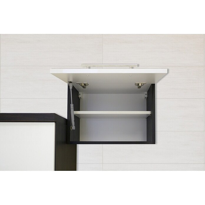 Respekta Premium Cocina de isla (Ancho: 310 cm, Con dispositivos eléctricos, Negro de alto brillo)
