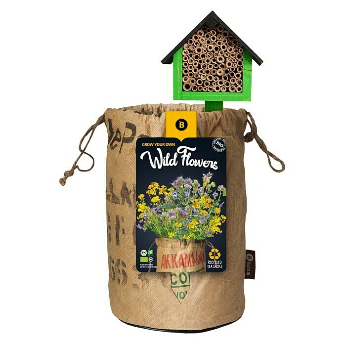 Baza Wildblumensamen mit Insektenhotel (Gelb/Blau)