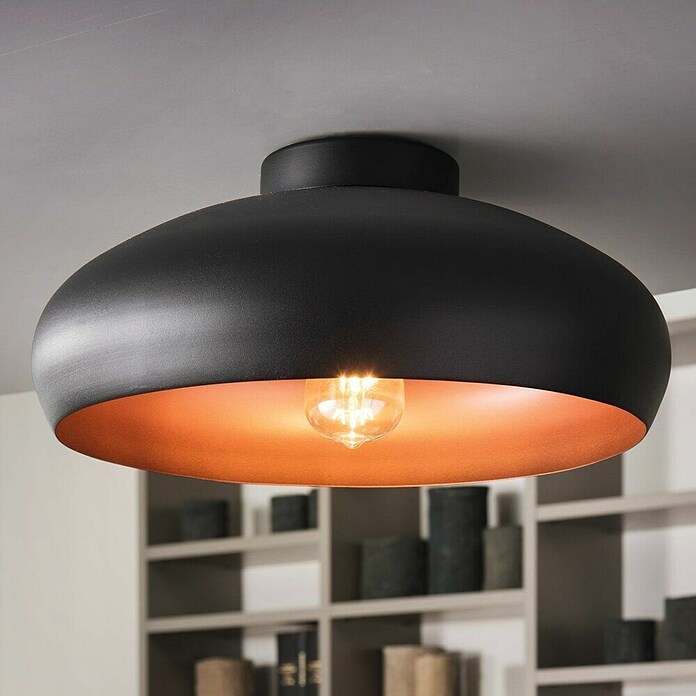 Eglo Plafondlamp Mogano (l x b x h: 40 x 40 x 17 cm, Zwart, Koper, E27) | BAUHAUS