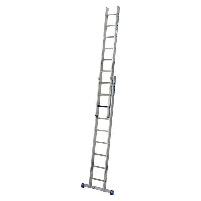 Krause Stabilo Schiebeleiter +S - Anzahl Tritte: 18 Stk., Arbeitshöhe: 5,15 m, Aluminium - Die Krause Aluminium-Schiebeleiter bietet Vielseitigkeit und Sicherheit für Arbeiten in verschiedenen Höhen. Ihre robuste Bauweise garantiert Stabilität.